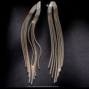 + Beautiful Gold Tassel Drop Dangle Earrings